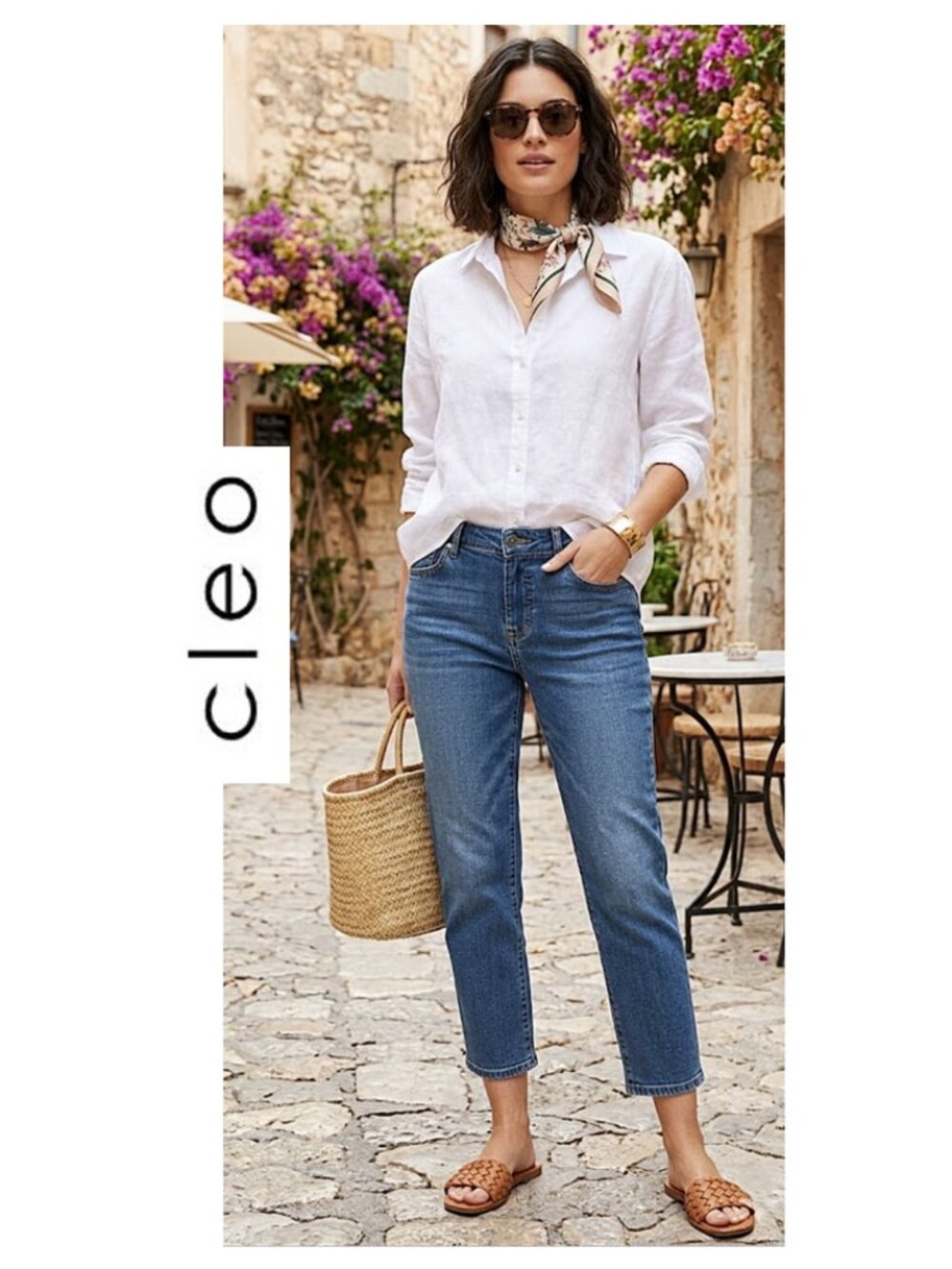(3 for $30) CLEO - Everybody cotton blend mid wash cropped blue jeans